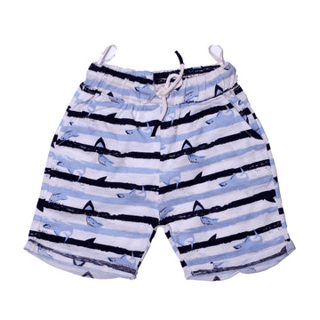 NEW WHITE COTTON JERSY WITH SHARK PRINTED SHORTS